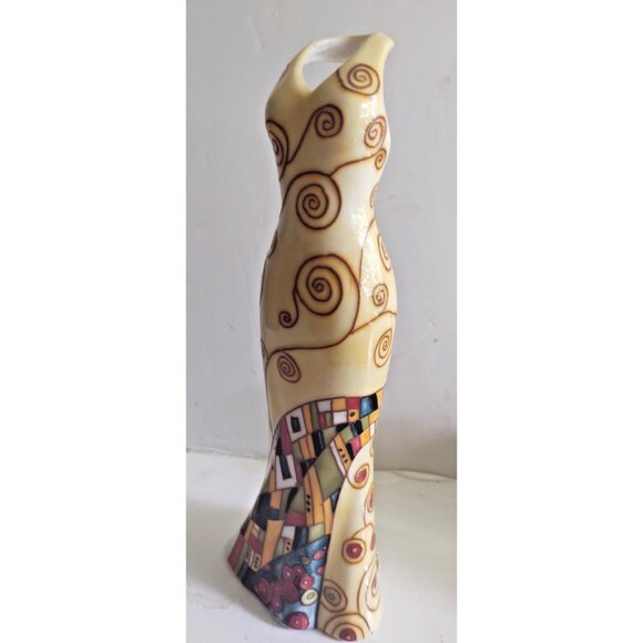 Vintage Benaya Kiss'06 Dress Vase Porcelain Mosiac pattern 11.75 inch - Picture 13 of 15